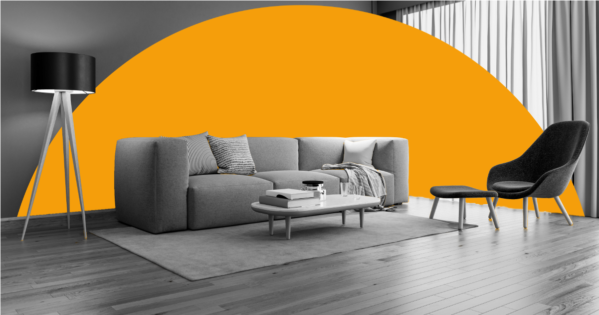 Iluminación moderna en departamento minimalista con lámpara de pie y colgantes, perfecta para trucos de iluminación en departamentos modernos.